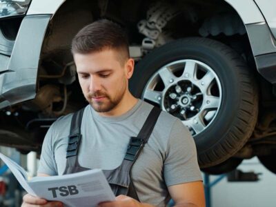 technical service bulletin illustration of a mechanic